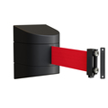 Montour Line Retractable Belt Barrier, Wall Mount, Black Magnetic 8.5 ft. Red Belt WMX140-BK-RD-M-M-85